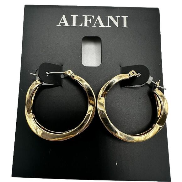 Alfani Hoop Earrings Women in 18k Gold-Plated, Click Backing Women Jewelry, New - Picture 1 of 7